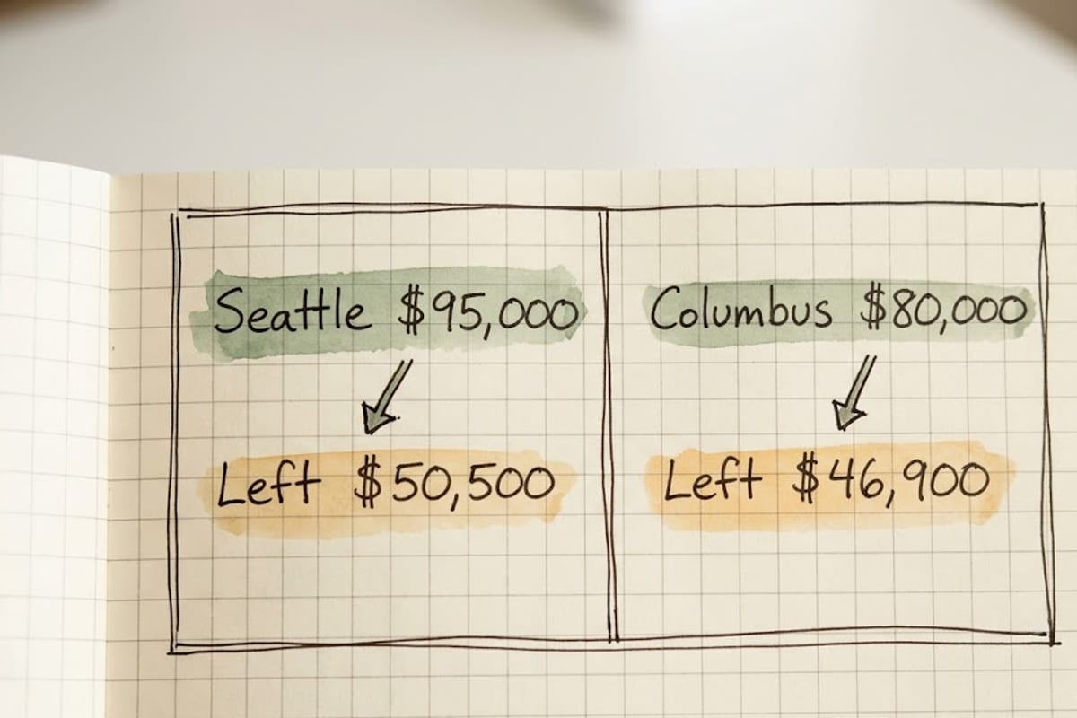 Two offers, broken into tax, housing and remainder