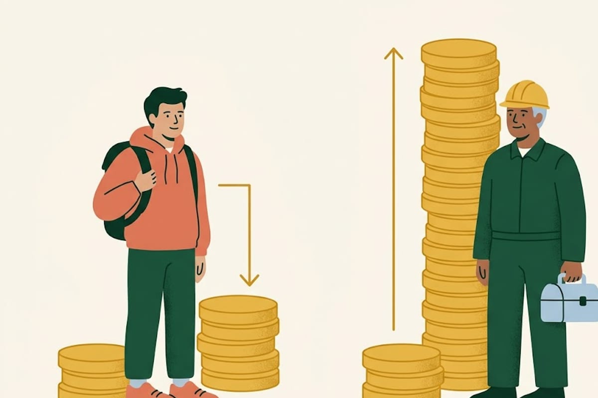 The same wage at 22 and at 42