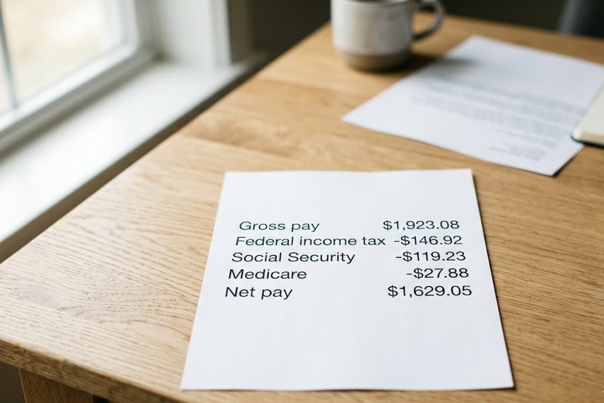 One biweekly paycheck at $50,000 a year in a state with no income tax