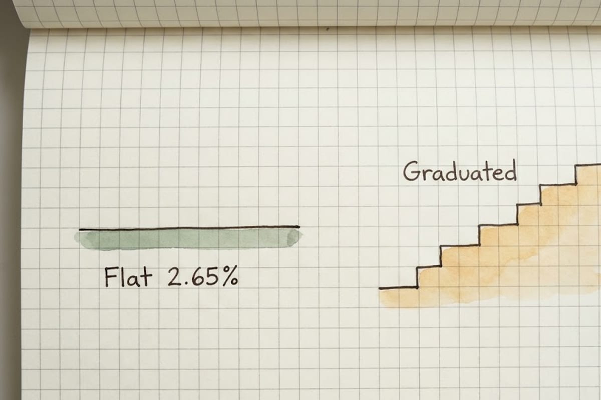 A flat rate beside a graduated one at the same scale