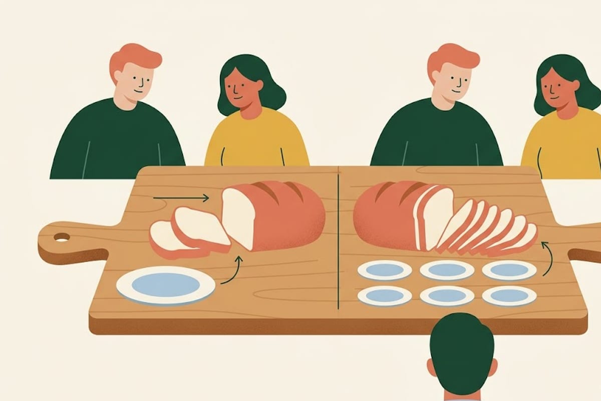One income divided across one person or four