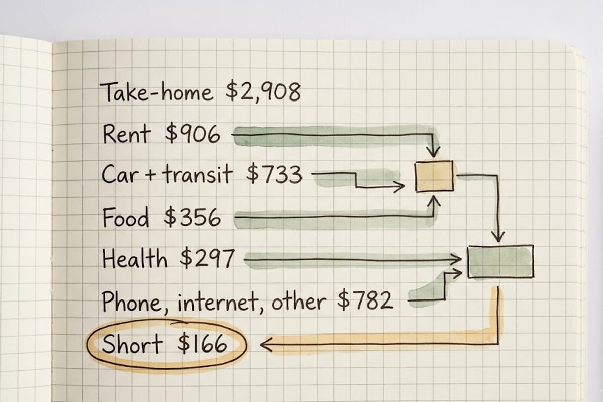 A basic monthly budget in Ohio on $20 an hour