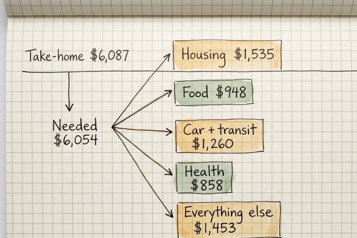 A Texas family-of-four basic budget against $80,000 take-home